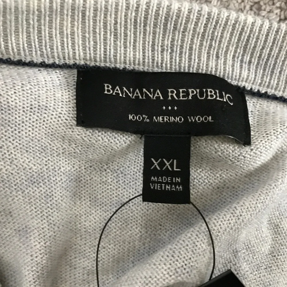Banana Republic Sweater Mens XXL Gray Merino Wool Crewneck Raglan 404705-00 NWT